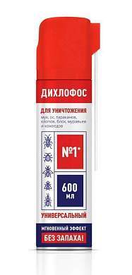 Дихлофос №1 BOZ 600мл., трубочка (от тараканов/муравьев/клопов/блох/мух/ос/кожеедов) б/запаха (арт. 730984)