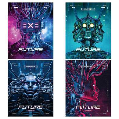 Тетрадь 60л., А5, клетка на гребне BG "Future", матовая ламинация, тиснение фольгой (арт. 346526)