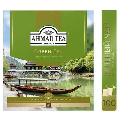 Чай AHMAD (Ахмад) "Green Tea" зеленый, 100 пакетиков по 2 г, 478i-08 (арт. 620212)