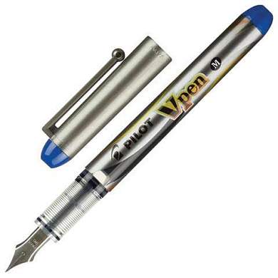 Ручка перьевая PILOT V-Pen, СИНЯЯ, корпус серый, линия письма 0,58 мм, SVP-4M L (арт. 144422)