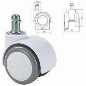 Колеса (ролики) BRABIX для кресла, прорезиненные, SLIM, КОМПЛЕКТ 5 шт., шток d 11 мм, белые, 533086 (арт. 533086)