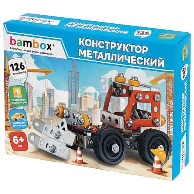 Конструктор металлический "Бульдозер", цветной, с подвижными деталями, 126 элементов, BAMBOX (БАМБОКС), 667031 (арт. 667031)