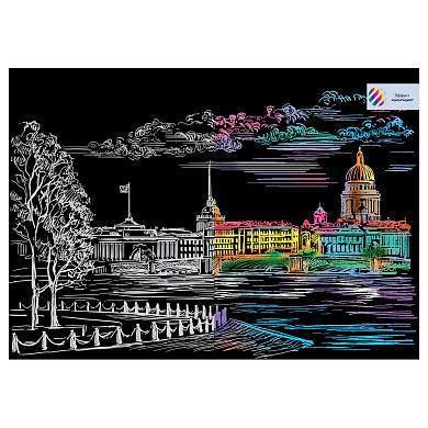 Гравюра с мультицветной основой ТРИ СОВЫ "Санкт-Петербург", А3 (арт. 345949)