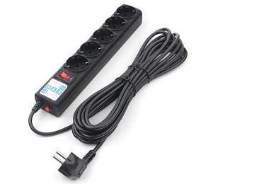 Power Cube (КУБ) Классик сет. удл.-фильтр ПВС 3х0.75 5 роз. 5 м 10А ЧЕРНЫЙ (РФ) SPG5-С5 (арт. 858772)