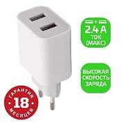 Сетевой б/п 220V-5V GoPower GP2U 2USB до 2,4A 12W белый (1/108) (арт. 855252)