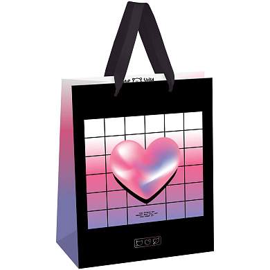 Пакет подарочный 18*23*10см MESHU "Heart", голографический картон (арт. 371092)