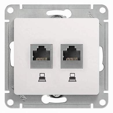 Schneider GLOSSA мех. роз. комп. СУ 2 мест. бел. (пл.осн., RJ45) GSL000185KK (10!) (арт. 698957)