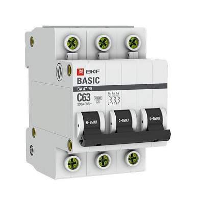 EKF Basic автоматический выкл. ВА47-29 3P 32А хар-ка C 4,5кА mcb4729-3-32C (арт. 457581)