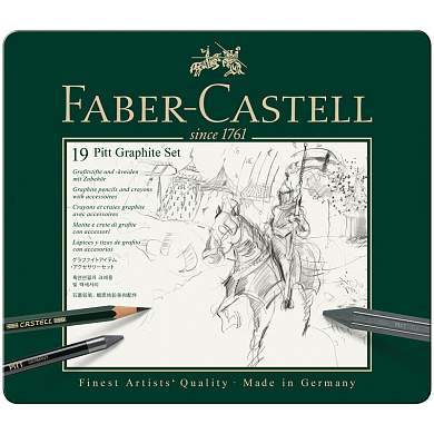 Набор карандашей ч/г Faber-Castell "Pitt Graphite", 19 предметов, заточен., метал. кор. (арт. 285940)
