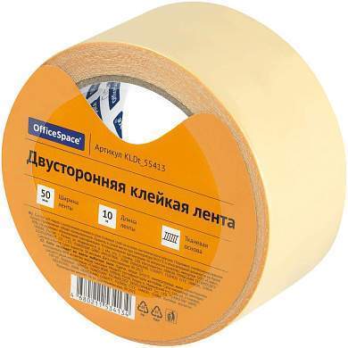 Клейкая лента двусторонняя OfficeSpace, 50мм*10м, тканевая основа (арт. 362219)