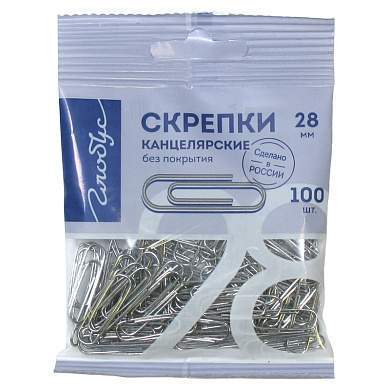 Скрепки 28мм Globus 100шт., пакет с европодвесом (арт. 328912)