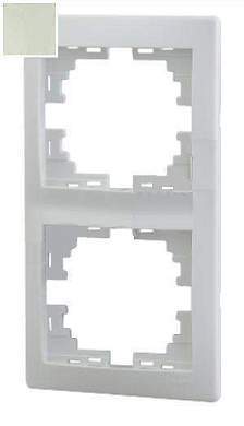 Lezard Мира рамка 2 мест. (б/вст, вертик.) крем. (PC) 701-0300/0303-152 (арт. 378956)