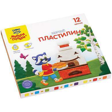 Пластилин Мульти-Пульти "Енот в сказке", 12 цветов, 144г, со стеком, картон (арт. 328896)