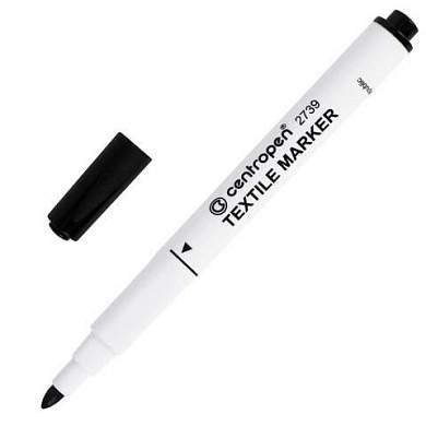 Маркер для ткани ЧЕРНЫЙ CENTROPEN "Textile Marker", круглый наконечник, 1,8 мм, 2739, 5 2739 9212 (арт. 151102)