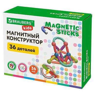 Магнитный конструктор MAGNETIC STICKS, 36 магнитных деталей, BRAUBERG KIDS, 665721 (арт. 665721)