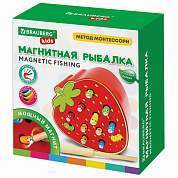 Сортер-рыбалка магнитный деревянный развивающий "Клубника", BRAUBERG KIDS, 665245 (арт. 665245)
