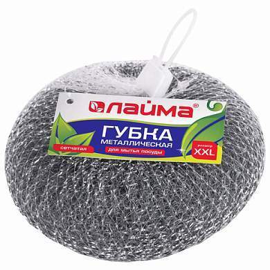 Губка (мочалка) металлическая, сетчатая, 100 г, БОЛЬШАЯ (XXL), для посуды, гриля, плиты, LAIMA, 603106 (арт. 603106)