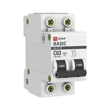 EKF Basic автоматический выкл. ВА47-29 2P 20А хар-ка C 4,5кА mcb4729-2-20C (арт. 457570)