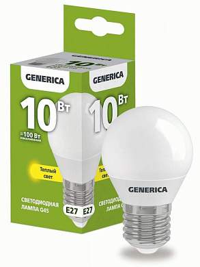 GENERICA шар G45 E27 10W(1000lm) 3000K 2K 45x81матов. LL-G45-10-230-30-E27-G (арт. 827990)