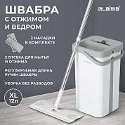 Швабра с отжимом и ведром NeoMop XL (12 л), 2 насадки микрофибра, длина ручки 134-154 см, LAIMA, 609149 (арт. 609149)