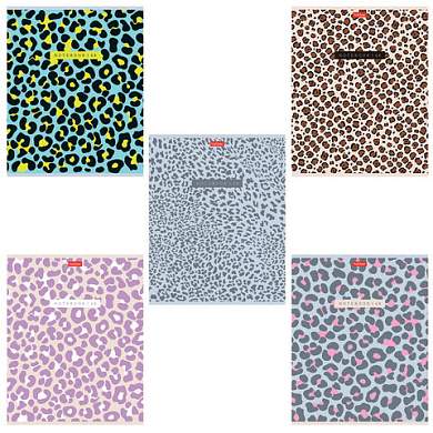 Тетрадь А5 48л. HATBER скоба, клетка, обложка картон, тиснение, LEO-принт (микс в спа, 48Т5тВ1 (арт. 405612)