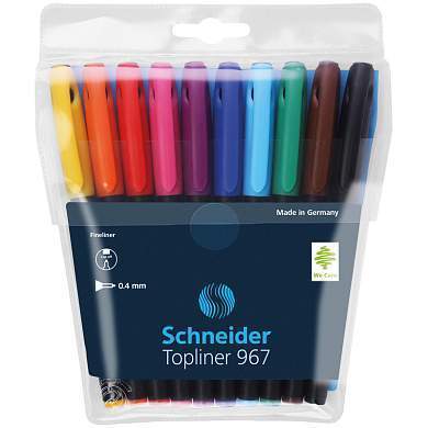 Набор капиллярных ручек Schneider "Topliner 967" 10цв., 0,4мм, европодвес (арт. 256199)
