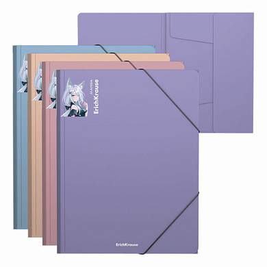 Папка на резинках ERICH KRAUSE "Matt Manga", до 300 листов, ассорти, 600 мкм, 61203 (арт. 272941)