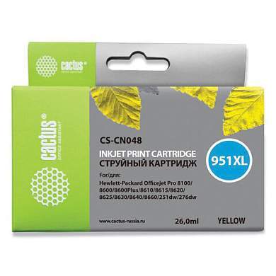 Картридж струйный CACTUS (CS-CN048) для HP OfficeJet 8100/ 8600, желтый (арт. 361852)