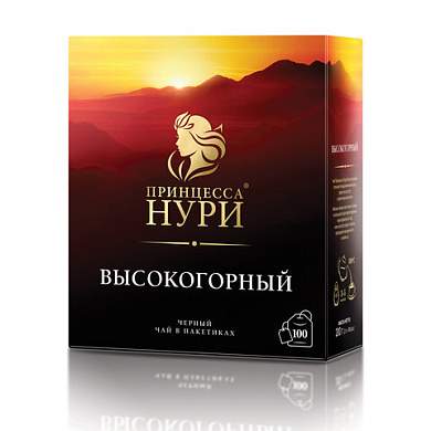 Чай ПРИНЦЕССА НУРИ "Высокогорный" черный, 100 пакетиков по 2 г, 0201-18-А6 (арт. 620396)