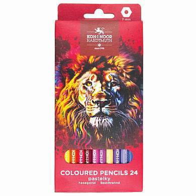 Карандаши цветные KOH-I-NOOR "RED LION" 24 цвета, шестигранные, 2,8 мм, натуральное дерево, 3554/24, 3554024063KS (арт. 182082)