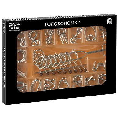 Набор металлических головоломок ТРИ СОВЫ, 18шт., картонная коробка (арт. 370204)