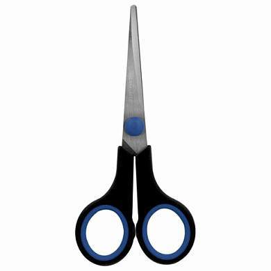 Ножницы BRAUBERG "Soft Grip", 140 мм, черно-синие, резиновые вставки, 3-х сторонняя заточка, 230760 (арт. 230760)