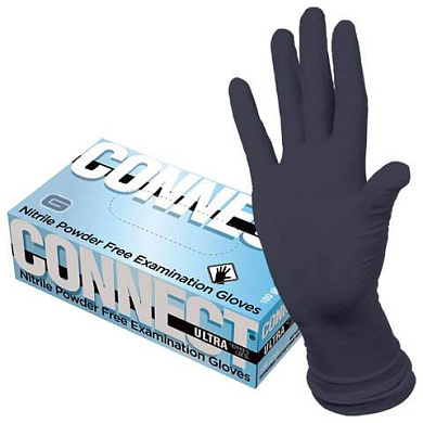 Перчатки нитриловые смотровые CONNECT ULTRA BLACK, 50 пар (100 шт.), размер L (большой), черные, CON-UB-INT-03 (арт. 631746)