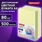 Бумага цветная BRAUBERG, А4, 80 г/м2, 500 л., пастель, желтая, для офисной техники, 115220 (арт. 115220)