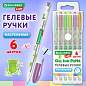 Ручки гелевые ПАСТЕЛЬНЫЕ BRAUBERG KIDS "CUTE ANIMALS", НАБОР 6 ЦВЕТОВ, корпус с печатью, узел 1 мм, линия письма 0,7 мм, 144439 (арт. 144439)