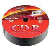 Диски CD-R VS, 700 Мб, 52x, Bulk (термоусадка без шпиля), КОМПЛЕКТ 25 шт., VSCDRSH2501 (арт. 513998)