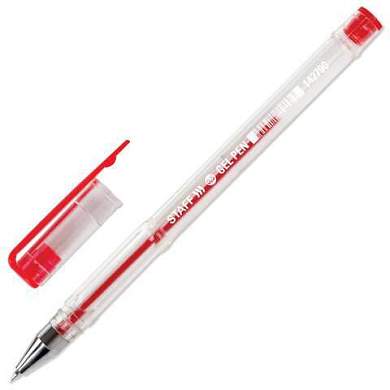 Ручка гелевая STAFF "Basic" GP-789, КРАСНАЯ, корпус прозрачный, хромированные детали, узел 0,5 мм, 142790 (арт. 142790)