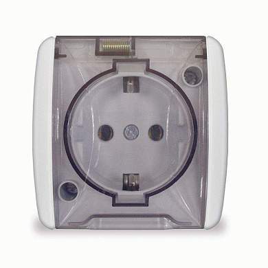 UNIVersal Клио роз. ОУ 1 мест. бел. (корп. ABS, земля, прозрачн. крышка, IP54) К2229 (арт. 297479)