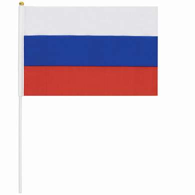 Флаг России ручной 30х45 см, без герба, с флагштоком, BRAUBERG/STAFF, 550182, RU14 (арт. 550182)