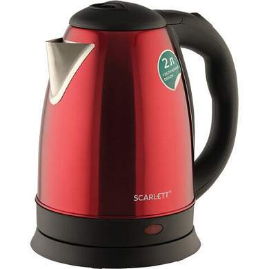 Чайник SCARLETT SC-EK21S76, 2 л, 1800 Вт, закрытый нагревательный элемент, сталь, красный (арт. 455448)