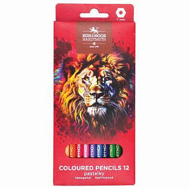 Карандаши цветные KOH-I-NOOR "RED LION" 12 цветов, шестигранные, 2,8 мм, натуральное дерево, 3552/12, 3552012063KS (арт. 182080)