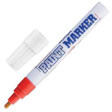 Маркер-краска лаковый (paint marker) MUNHWA, 4 мм, КРАСНЫЙ, нитро-основа, алюминиевый корпус, PM-03 (арт. 151475)