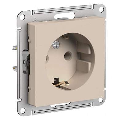 Schneider AtlasDesign мех. розетка СУ 1 мест. песочный (пл.осн., земля) ATN001243 (5!) (арт. 852295)