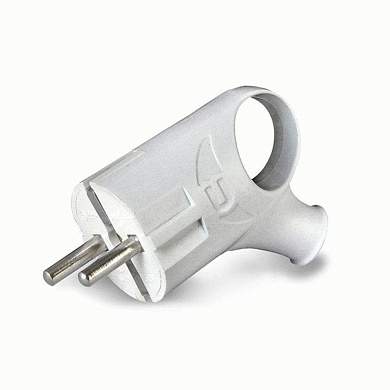 UNIVersal вилка 16А 250В (АБС-пластик, угловая с ушком, белая, земля) А112 (арт. 240854)