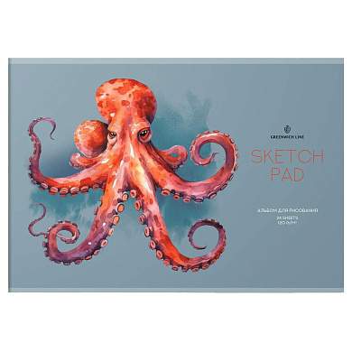 Альбом для рисования 24л., А4, на скрепке Greenwich Line "Octopus", 120г/м2 (арт. 367539)