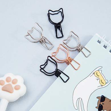 Зажимы для бумаг 33мм, MESHU "Cute Cats", 6шт., ассорти, бокс с европодвесом (арт. 328222)