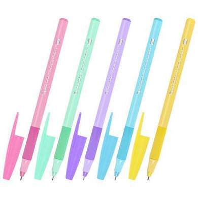 Ручка шариковая с грипом BRAUBERG "i-STICK POINT PASTEL", СИНЯЯ, корпус ассорти, игольчатый узел 0,7 мм, линия письма 0,35 мм, 144023 (арт. 144023)