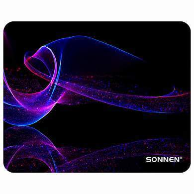 Коврик для мыши SONNEN "NEON WAVE" резина+ткань, 250х200х2мм, 513958 (арт. 513958)