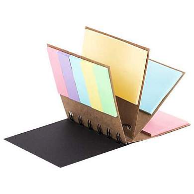 Закладки клейкие в книжке BRAUBERG PASTEL 200 штук: 50х15 мм 5 цветов х 25 листов, 50х75 мм 3 цвета х 25 листов, 115582 (арт. 115582)