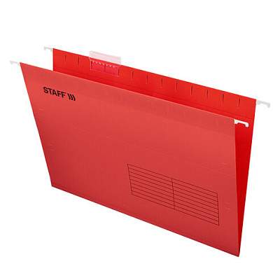 Подвесные папки A4/Foolscap (404х240 мм) до 80 л., КОМПЛЕКТ 10 шт., красные, картон, STAFF, 270936 (арт. 270936)